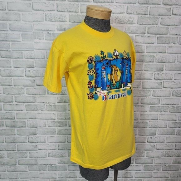 Vintage Carnival Cruise Line XL Single Stitch Lighthouse Beach Ocean Graphic Tee - Picture 3 of 9